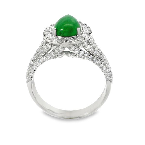 WHITE 14 KARAT RING WITH PEAR JADE AND 1.183TWTNATURAL DIAMONDS Image 3 Van Adams Jewelers Snellville, GA