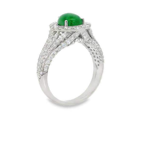 WHITE 14 KARAT RING WITH PEAR JADE AND 1.183TWTNATURAL DIAMONDS Image 4 Van Adams Jewelers Snellville, GA
