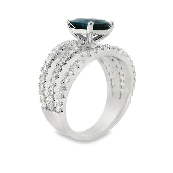 1.80CT BLUE OVAL SPINEL 0.87TWT DIAMONDS RING Image 2 Van Adams Jewelers Snellville, GA