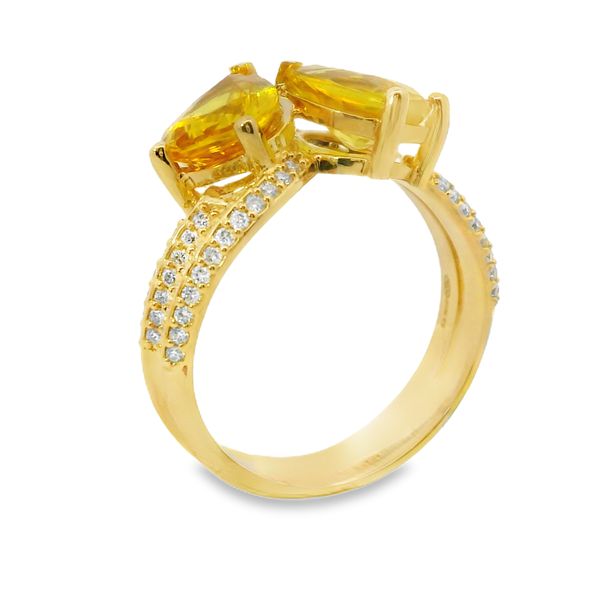 2.78TWT YELLOW PEAR SAPPHIRES AND 0.29TWT  DIAMONDS RING Image 2 Van Adams Jewelers Snellville, GA