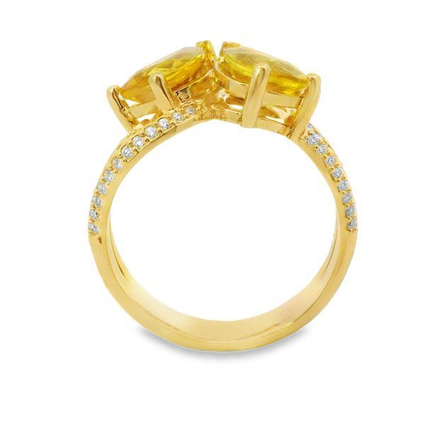 2.78TWT YELLOW PEAR SAPPHIRES AND 0.29TWT  DIAMONDS RING Image 3 Van Adams Jewelers Snellville, GA