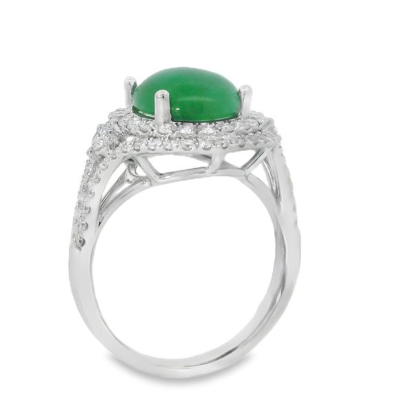 Double Halo Jade and Natural Diamond Ring Image 2 Van Adams Jewelers Snellville, GA