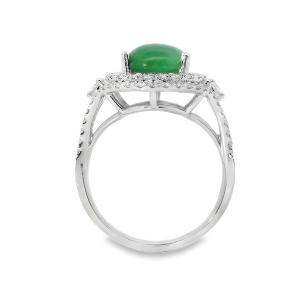 Double Halo Jade and Natural Diamond Ring Image 3 Van Adams Jewelers Snellville, GA