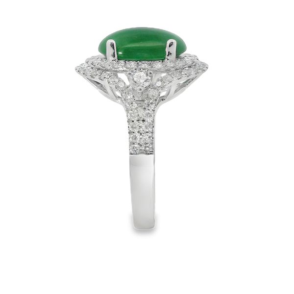 Double Halo Jade and Natural Diamond Ring Image 4 Van Adams Jewelers Snellville, GA