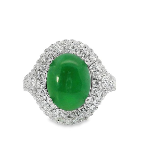 Double Halo Jade and Natural Diamond Ring Van Adams Jewelers Snellville, GA