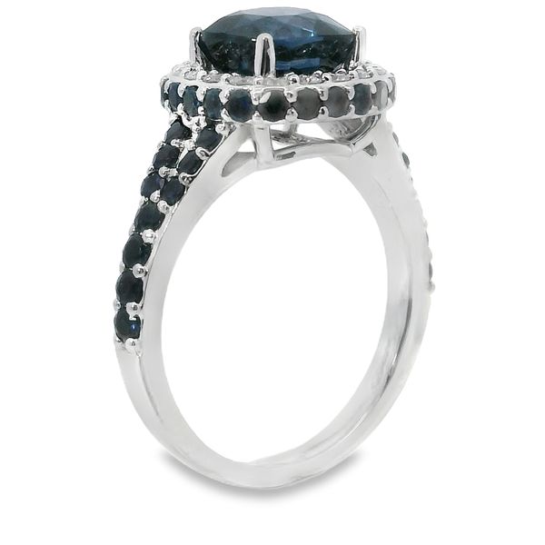 Natural Spinel, Sapphire and Diamond Halo Ring Image 2 Van Adams Jewelers Snellville, GA