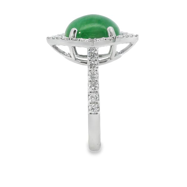 Vintage Style Jade and Diamond Ring Image 3 Van Adams Jewelers Snellville, GA