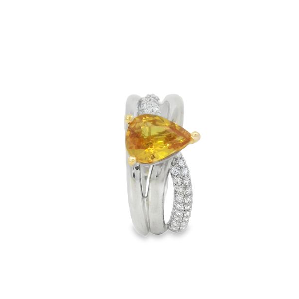 Pear Shape Yellow Sapphire Diamond Ring Image 2 Van Adams Jewelers Snellville, GA