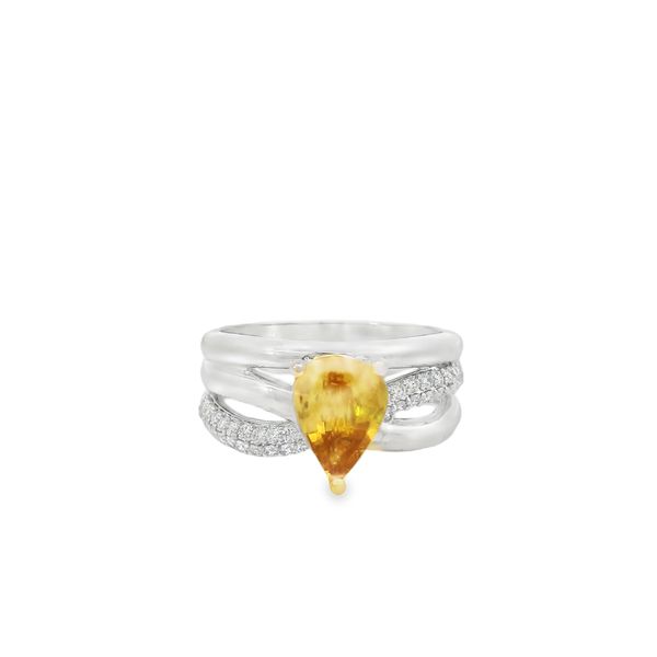 Pear Shape Yellow Sapphire Diamond Ring Van Adams Jewelers Snellville, GA