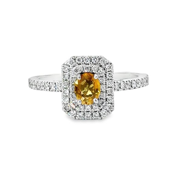 14K White Gold Yellow Sapphire Diamond Engagement Ring Van Adams Jewelers Snellville, GA