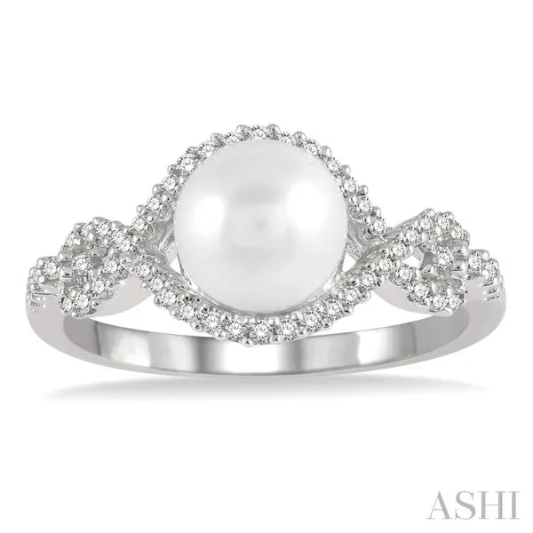 Pearl & Halo Diamond Fashion Ring Image 2 Van Adams Jewelers Snellville, GA