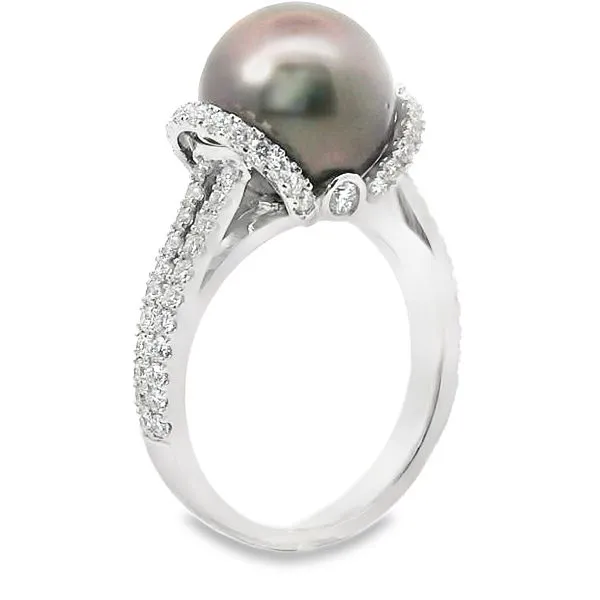 BLACK TAHITIAN PEARL AND DIAMONDS RING Image 2 Van Adams Jewelers Snellville, GA