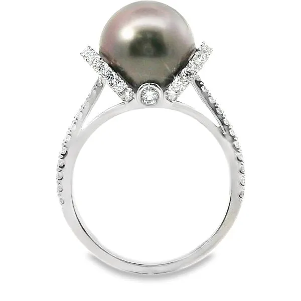 BLACK TAHITIAN PEARL AND DIAMONDS RING Image 3 Van Adams Jewelers Snellville, GA