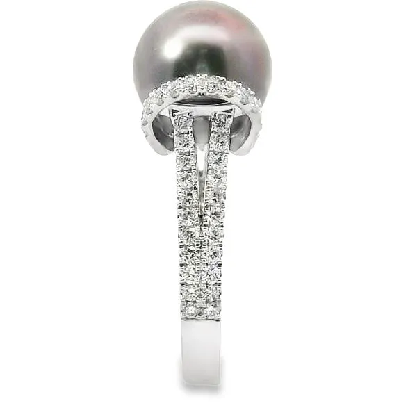 BLACK TAHITIAN PEARL AND DIAMONDS RING Image 4 Van Adams Jewelers Snellville, GA
