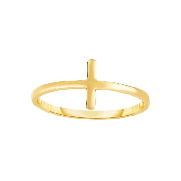 14K Yellow Gold Side Cross Ring Van Adams Jewelers Snellville, GA