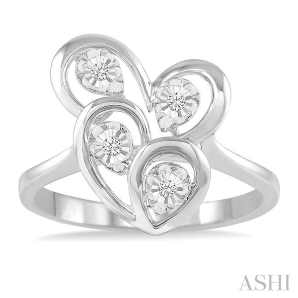 Silver Twice Heart Shape Diamond Ring Van Adams Jewelers Snellville, GA