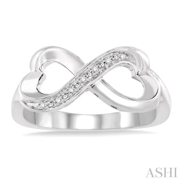 Silver Infinity Heart Shape Diamond Ring Image 2 Van Adams Jewelers Snellville, GA