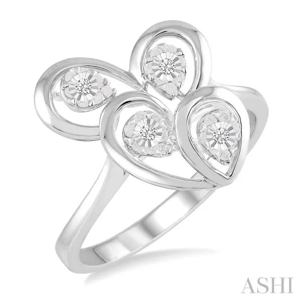 Silver Twice Heart Shape Diamond Ring Image 2 Van Adams Jewelers Snellville, GA