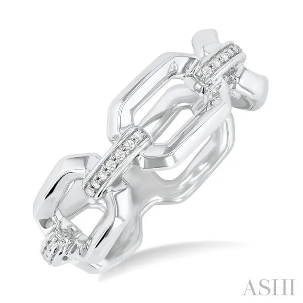 silver bold rectangular shape link diamond ring Image 2 Van Adams Jewelers Snellville, GA