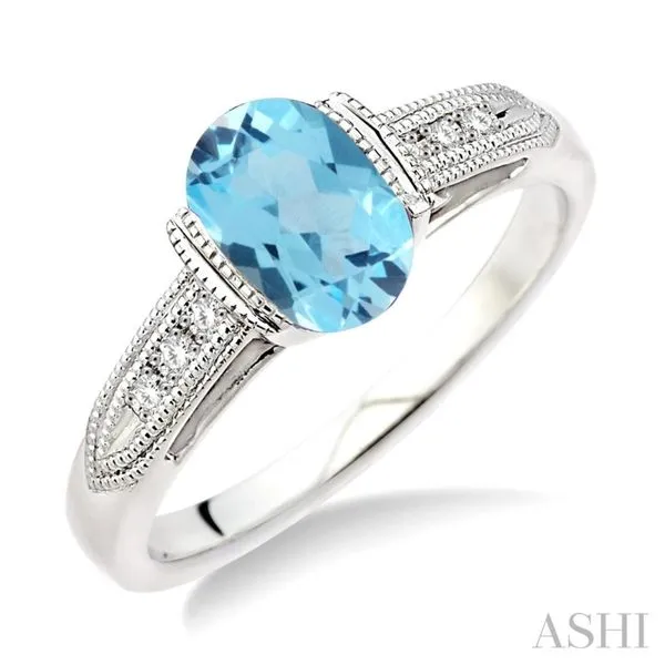 Silver Oval Shape Gemstone & Diamond Ring Van Adams Jewelers Snellville, GA