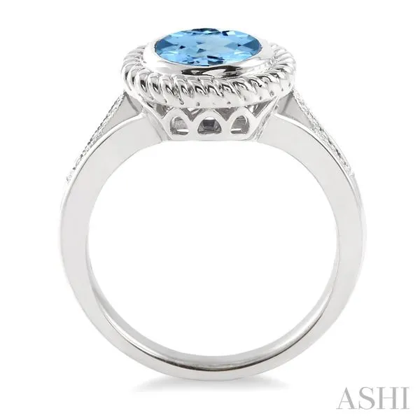 Silver Oval Shape Gemstone & Diamond Ring Image 3 Van Adams Jewelers Snellville, GA