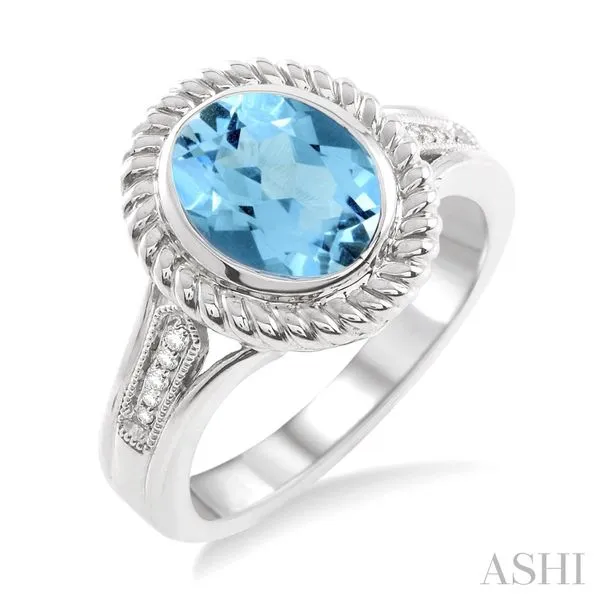 Silver Oval Shape Gemstone & Diamond Ring Van Adams Jewelers Snellville, GA