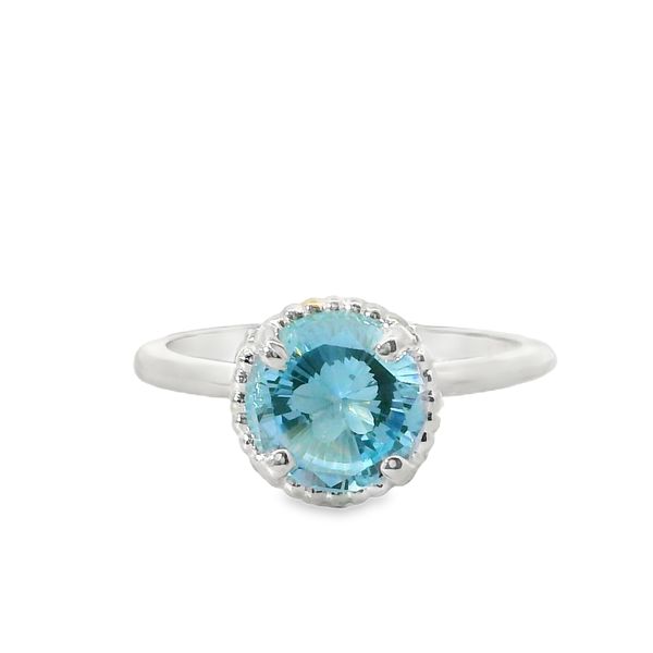 Sterling Silver Blue Topaz Ring With Flower Cut Van Adams Jewelers Snellville, GA
