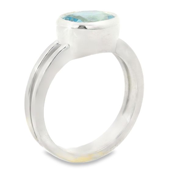 Bezel Aquamarine Ring Image 3 Van Adams Jewelers Snellville, GA