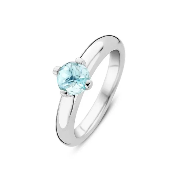 Ti Sento sterling silver ring with watery blue crystal Van Adams Jewelers Snellville, GA
