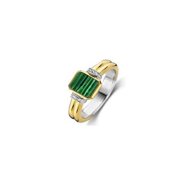 Silver and 18K YG Simulated Malachite Ring Van Adams Jewelers Snellville, GA