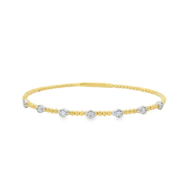 14KT WHITE AND YELLOW DIAMOND FLEX BANGLE Van Adams Jewelers Snellville, GA