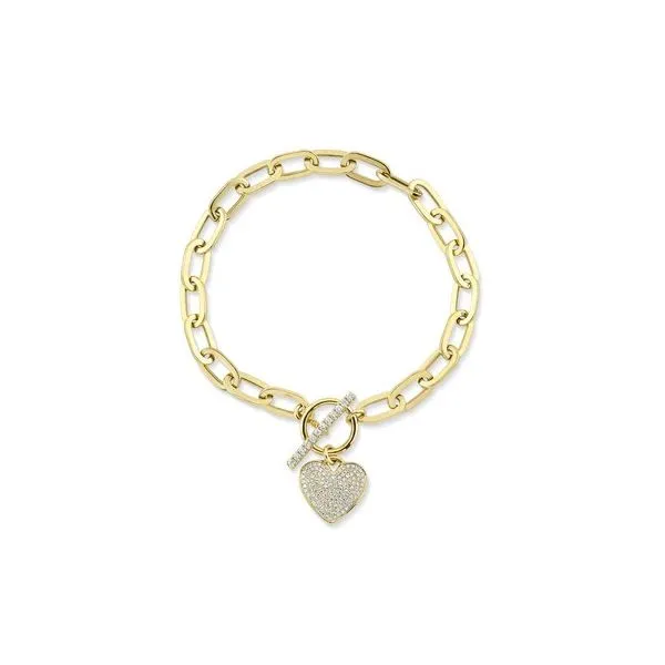 0.41CT DIAMOND PAPER CLIP LINK PAVE HEART BRACELET Van Adams Jewelers Snellville, GA
