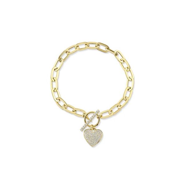 14K Yellow Gold 0.41 CTW Diamond Heart Paperclip Bracelet Van Adams Jewelers Snellville, GA