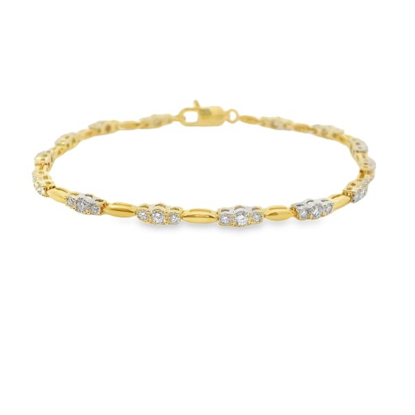 14K Yellow Gold Lab Grown Three Stone Bracelet Van Adams Jewelers Snellville, GA