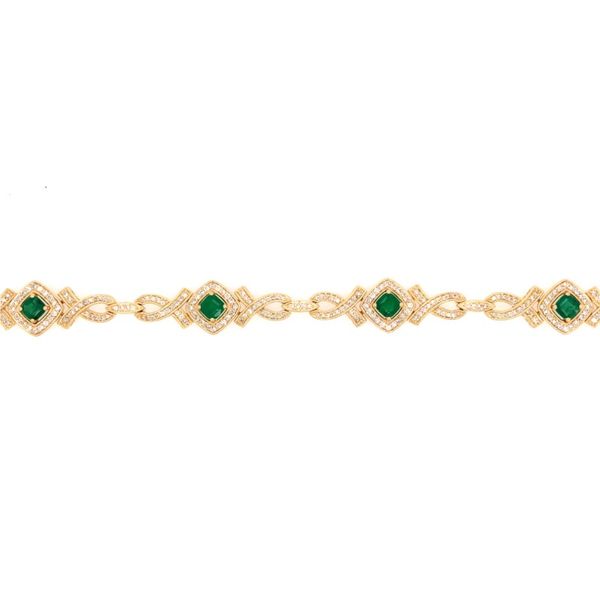 14K Yellow Gold Emerald & Diamond Bracelet Van Adams Jewelers Snellville, GA