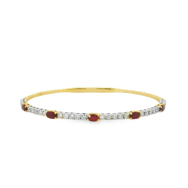 14KT RUBY AND DIAMOND FLEX BANGLE