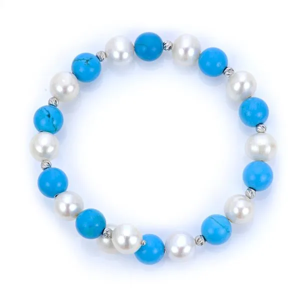 Sterling Silver Turquoise and Pearl Bracelet Van Adams Jewelers Snellville, GA
