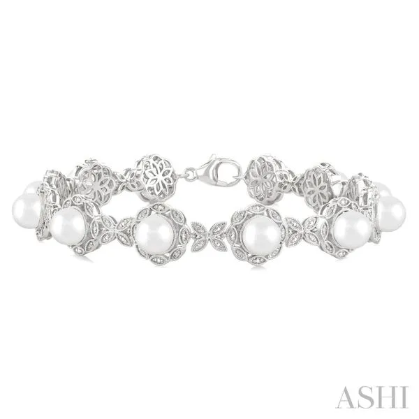 Silver Floral Pearl & Diamond Bracelet Van Adams Jewelers Snellville, GA