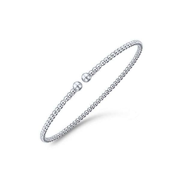 Split 14K White Gold Bead Bujukan Bead Bangle Image 3 Van Adams Jewelers Snellville, GA