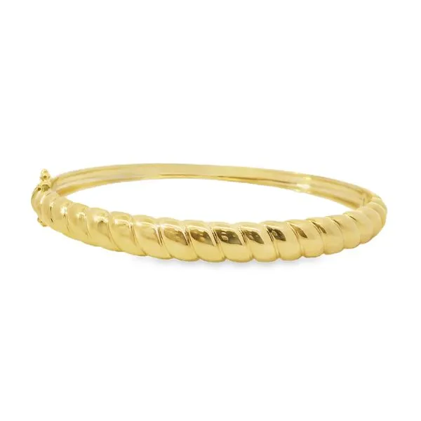 14K Yellow Gold Shrimp Style Bangle Bracelet Van Adams Jewelers Snellville, GA