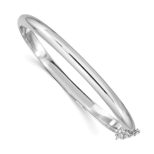 Sterling Silver Rhodium-plated 5mm with Chain Hinged Bangle Van Adams Jewelers Snellville, GA