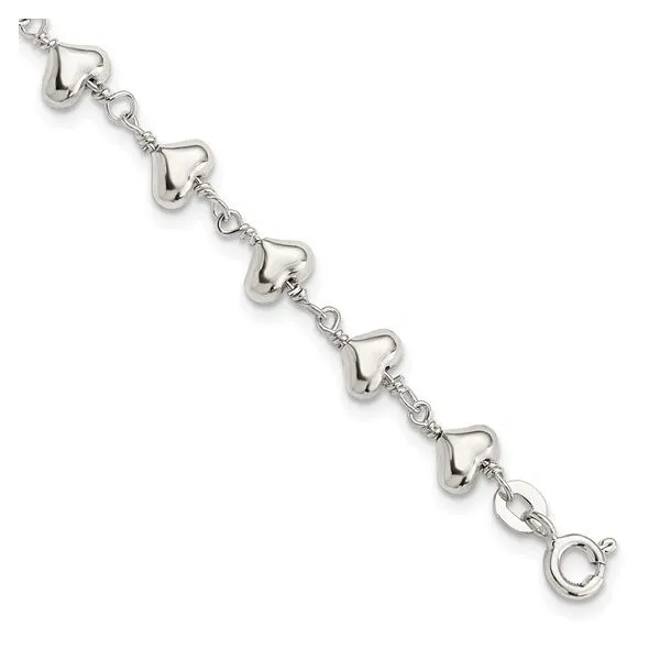 Sterling Silver Heart Link Bracelet Van Adams Jewelers Snellville, GA