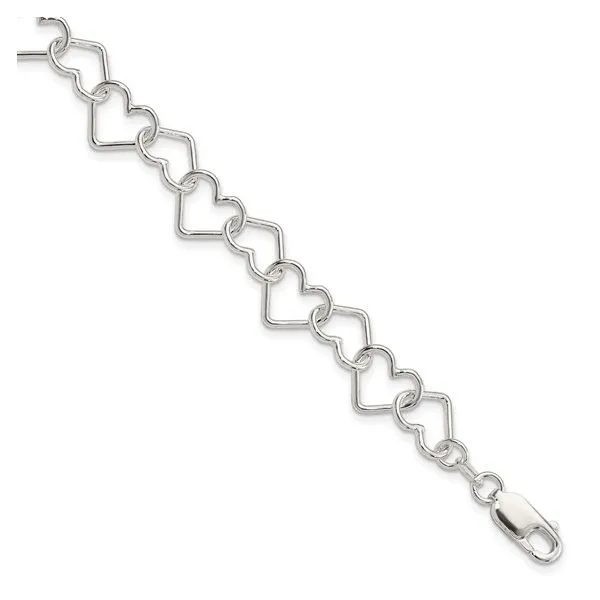 Sterling Silver Large Heart Link Bracelet Van Adams Jewelers Snellville, GA