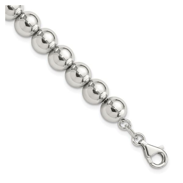 Sterling Silver Rhodium-plated 8mm Beaded 7.5in Bracelet Van Adams Jewelers Snellville, GA