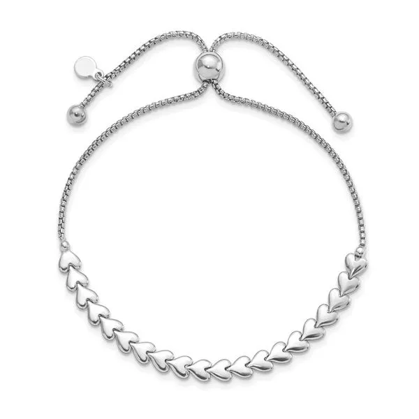 LESLIE'S STERLING SILVER RHODIUM-PLATED POLISHED HEART BOLO BRACELET Image 2 Van Adams Jewelers Snellville, GA