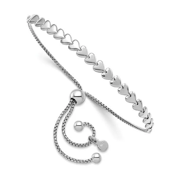 LESLIE'S STERLING SILVER RHODIUM-PLATED POLISHED HEART BOLO BRACELET Van Adams Jewelers Snellville, GA