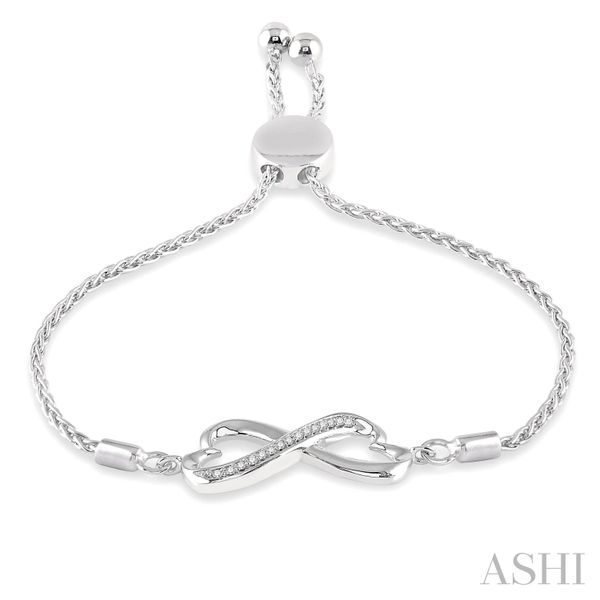 Silver Heart Shape Infinity Lariat Diamond Bracelet Van Adams Jewelers Snellville, GA