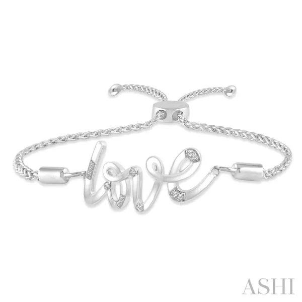 Silver Diamond Love Lariat Bracelet Image 3 Van Adams Jewelers Snellville, GA