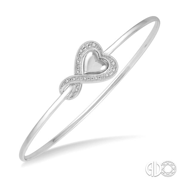 Sterling Silver Diamond Heart Shape Flex Bangle Image 2 Van Adams Jewelers Snellville, GA