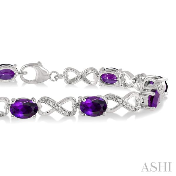 Silver Oval Shape Gemstone & Diamond Bracelet Image 2 Van Adams Jewelers Snellville, GA